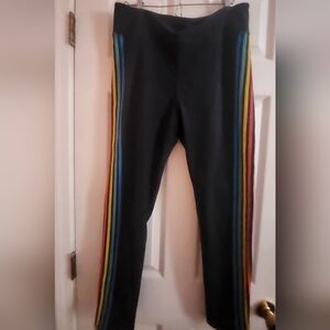 Boden Black Joggers with Rainbow Stripes